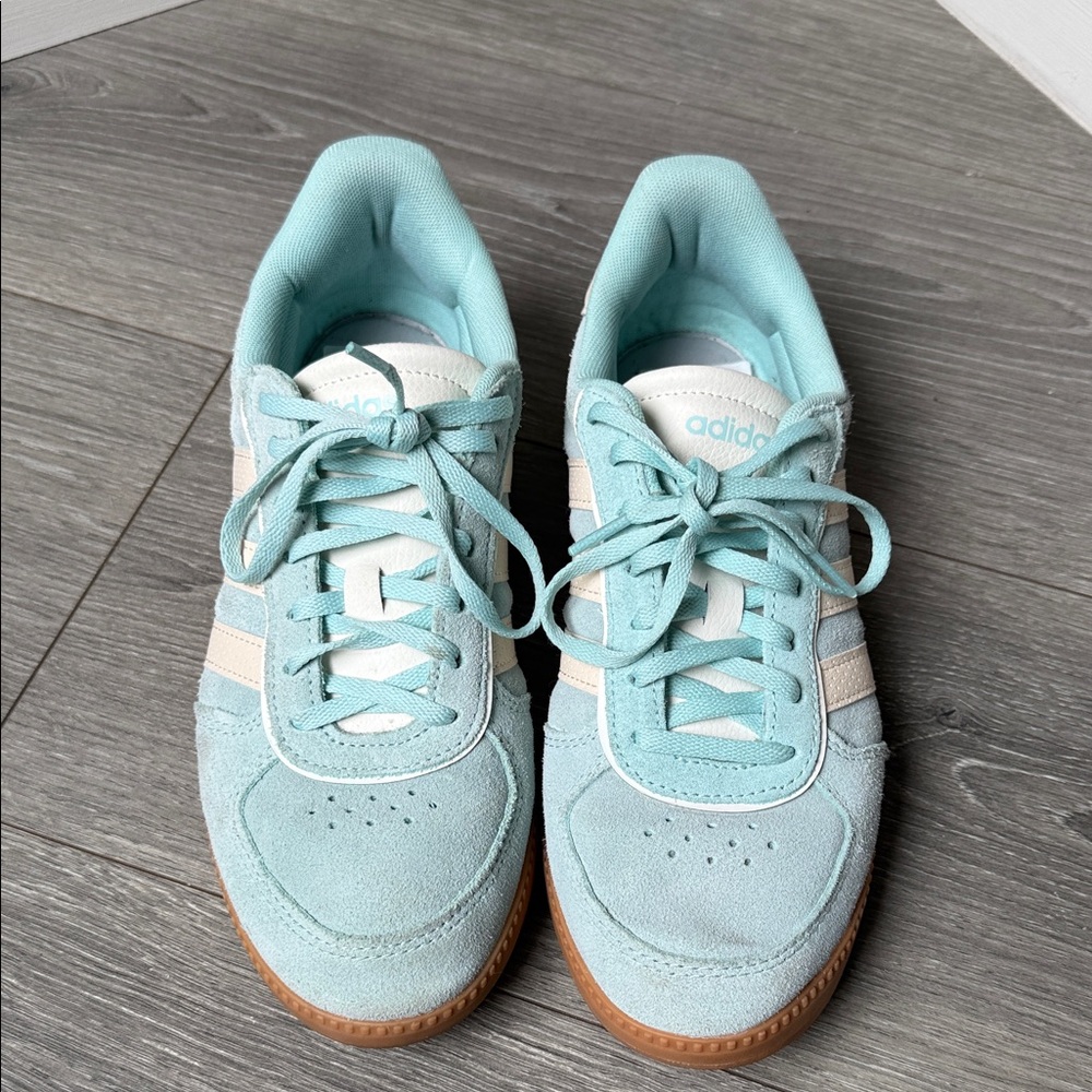 Adidas Sky Blue and White Sneakers
